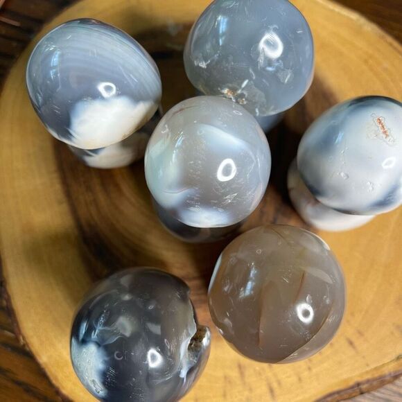 Orca agate mushroom carving crystal druzy b grey gray cream tan white - Picture 8 of 8